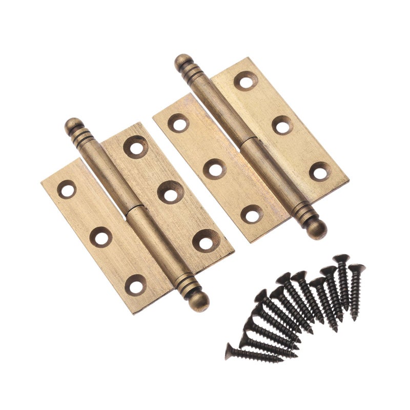 dophee 2pcs Vintage Industrial Style Folding Butt Hinges with Screws for Cupboard Cabinet Door Wardrobe Wooden Boxes Cases Furniture Hardware, Antique Brass, 2.83"x1.97"x1.34" - Image 1